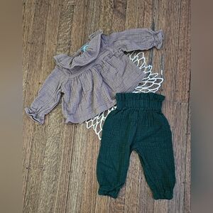 Emma Jean 2pc Brown & Green 100% Cotton Set Size 9 months